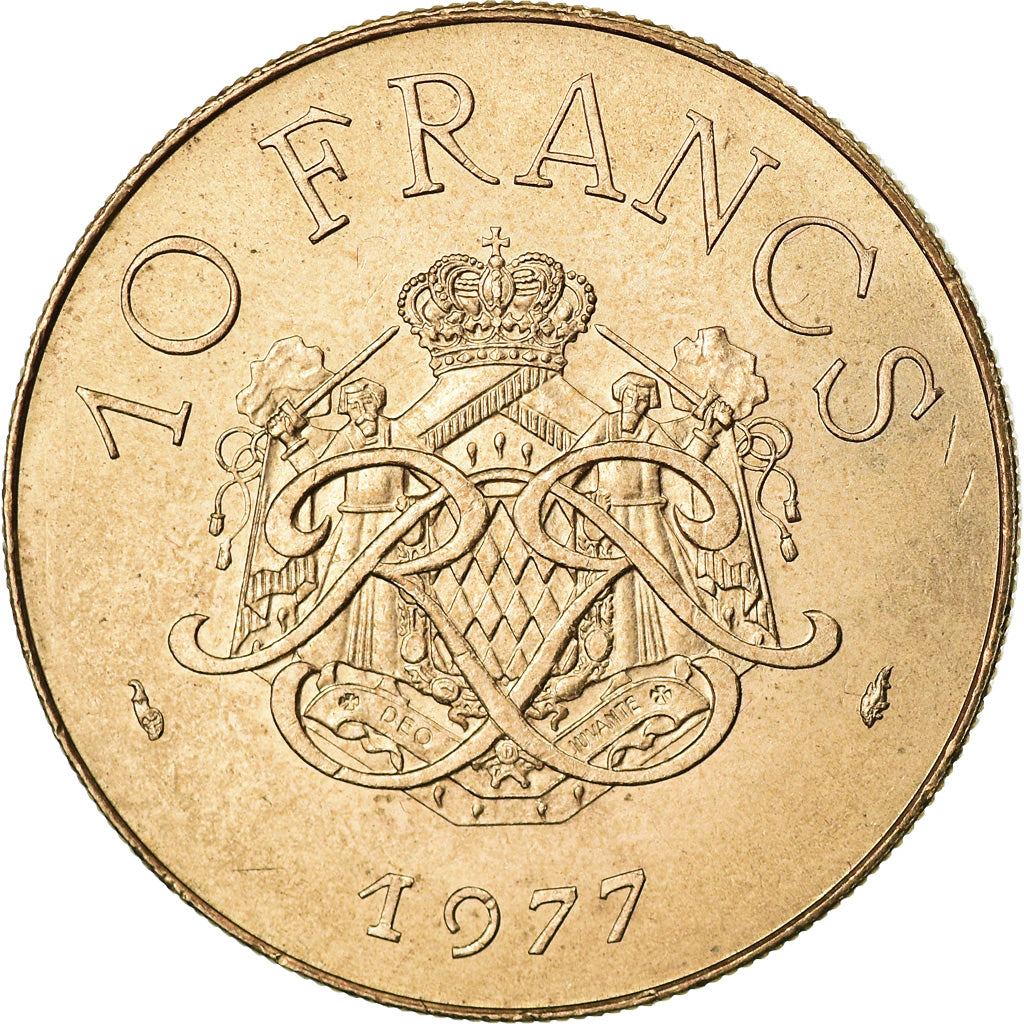 Münze, Monaco, Rainier III, 10 Francs, 1977, VZ, Copper-Nickel-Aluminum
