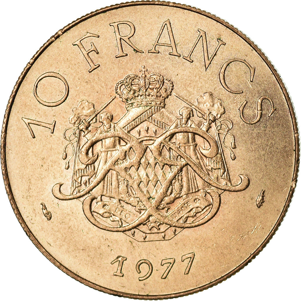Monnaie, Monaco, Rainier III, 10 Francs, 1977, SUP, Copper-Nickel-Aluminum