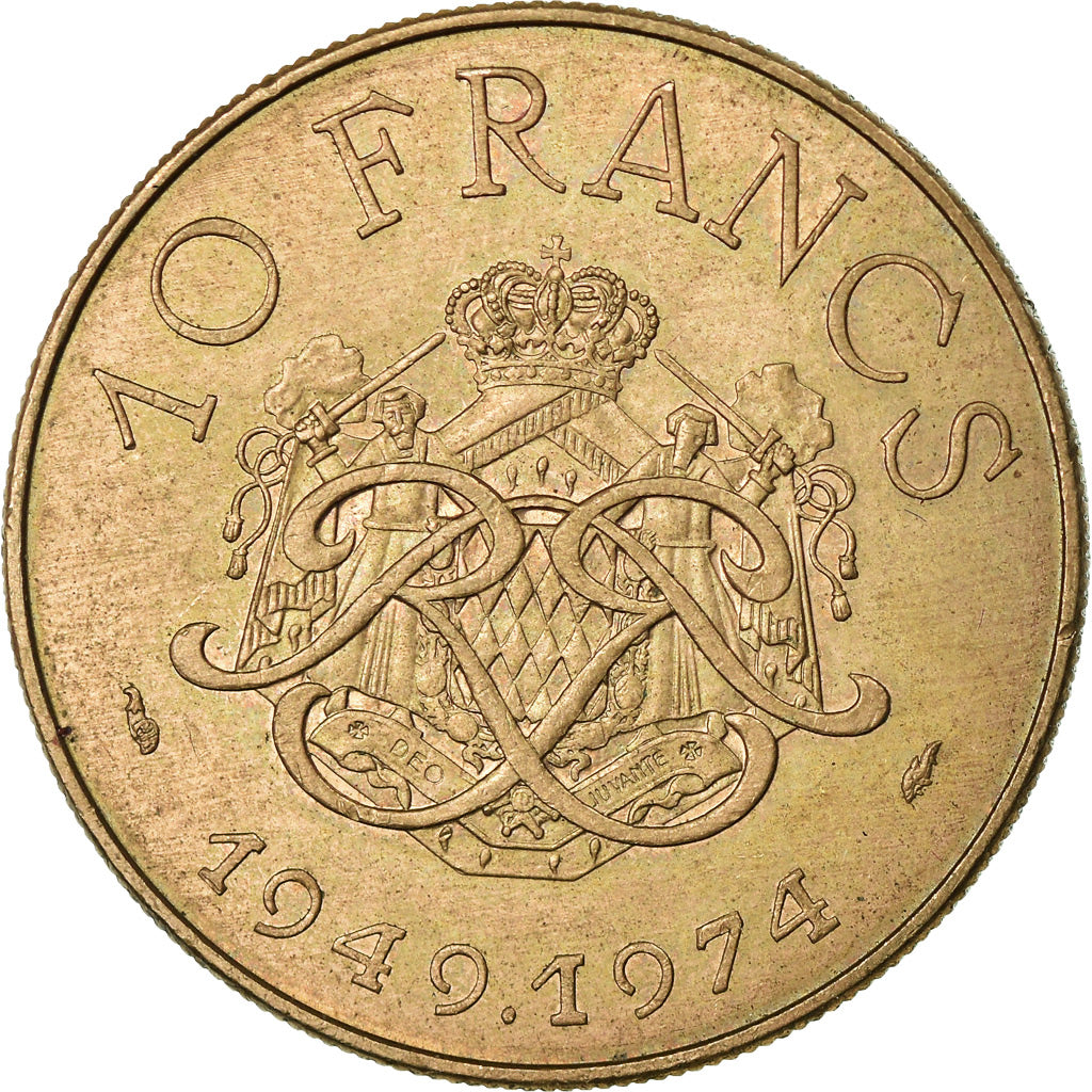 Coin, Monaco, Rainier III, 10 Francs, 1974, AU(55-58), Copper-Nickel-Aluminum