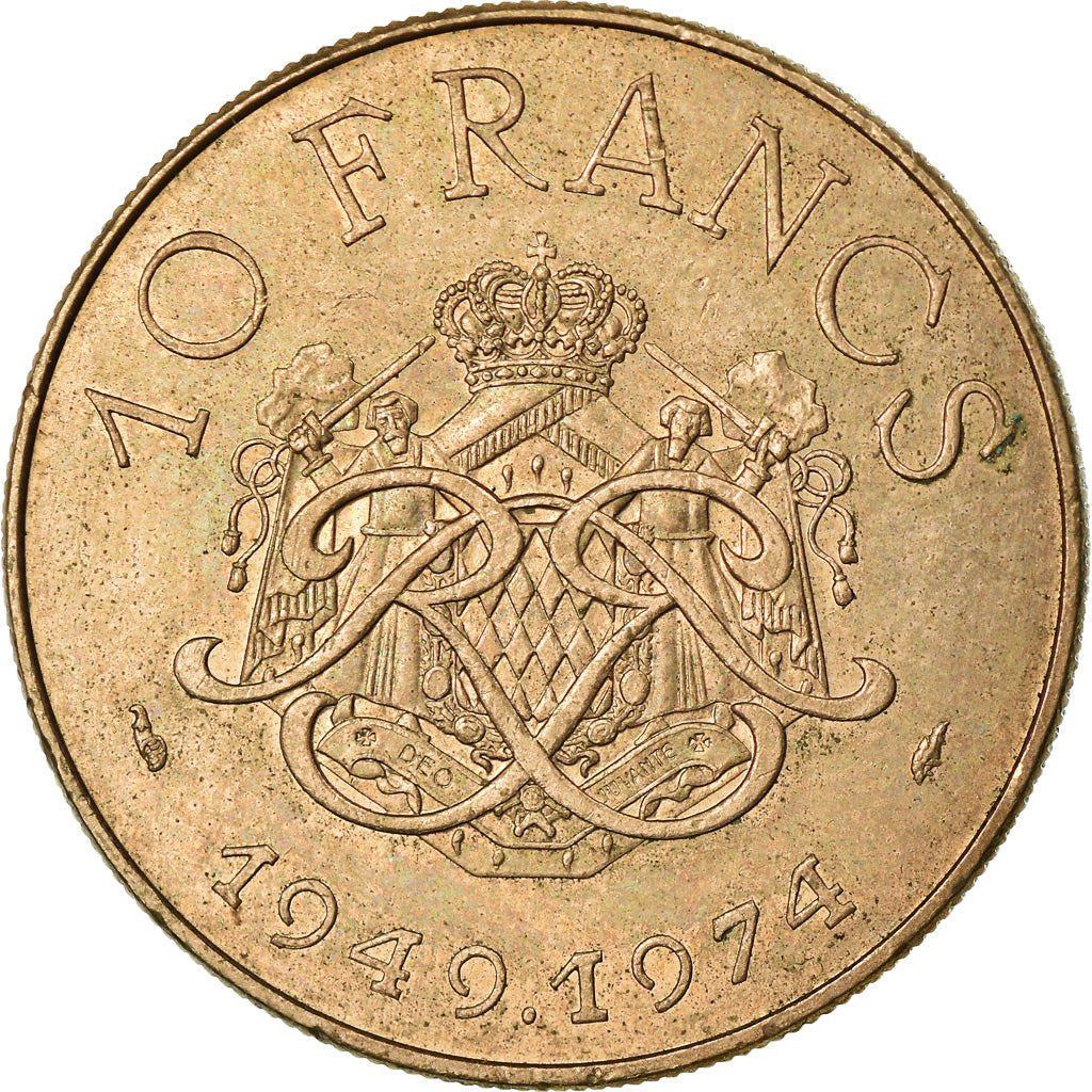 Coin, Monaco, Rainier III, 10 Francs, 1974, AU(55-58), Copper-Nickel-Aluminum