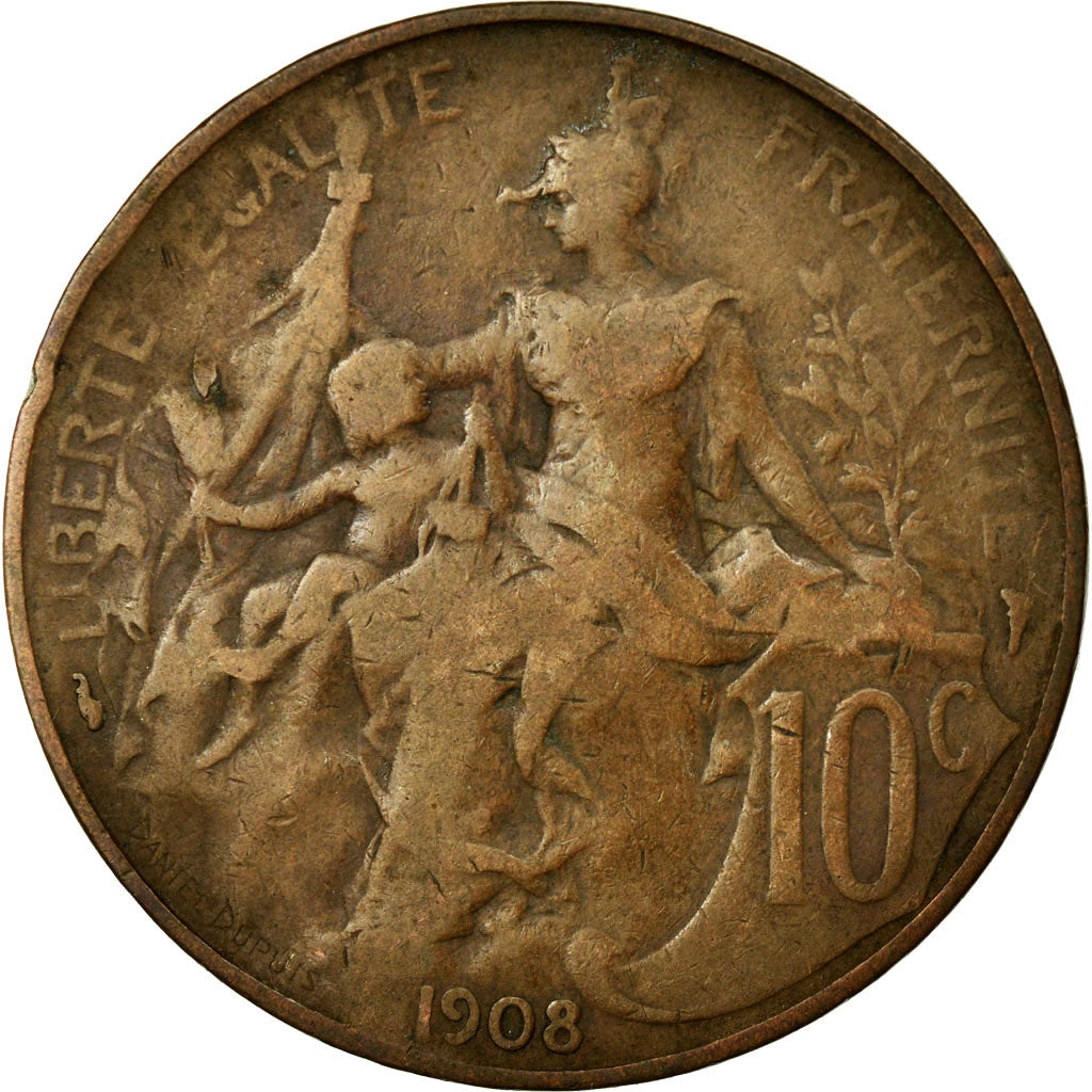 Coin, France, Dupuis, 10 Centimes, 1908, VF(30-35), Bronze, KM:843, Gadoury:277