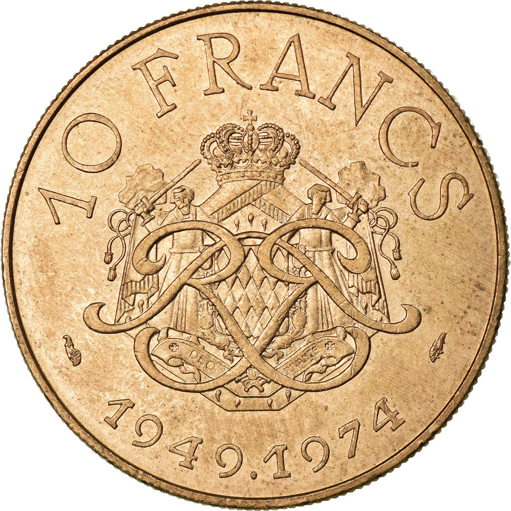 Coin, Monaco, Rainier III, 10 Francs, 1974, AU(55-58), Copper-Nickel-Aluminum