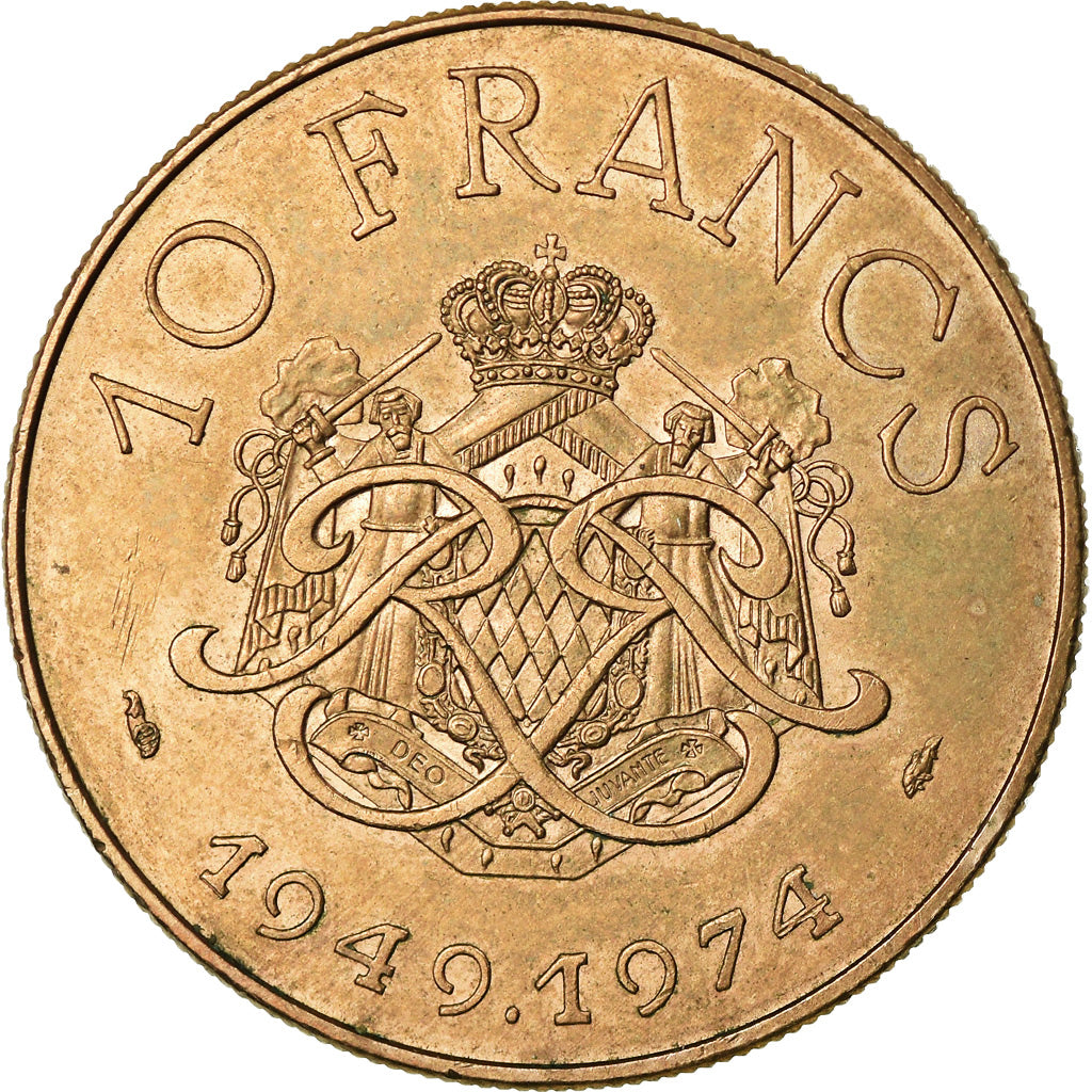 Coin, Monaco, Rainier III, 10 Francs, 1974, AU(55-58), Copper-Nickel-Aluminum