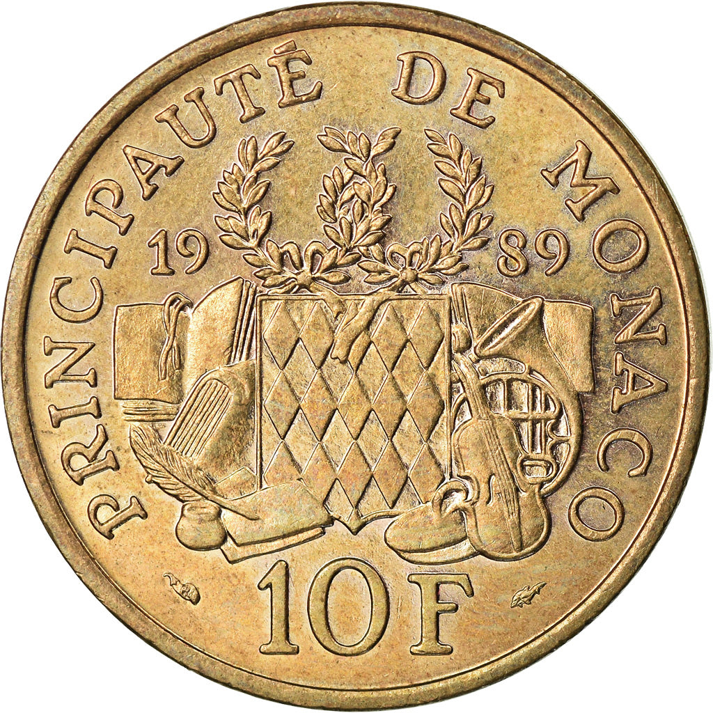 Coin, Monaco, Rainier III, 10 Francs, 1989, AU(55-58), Nickel-Aluminum-Bronze