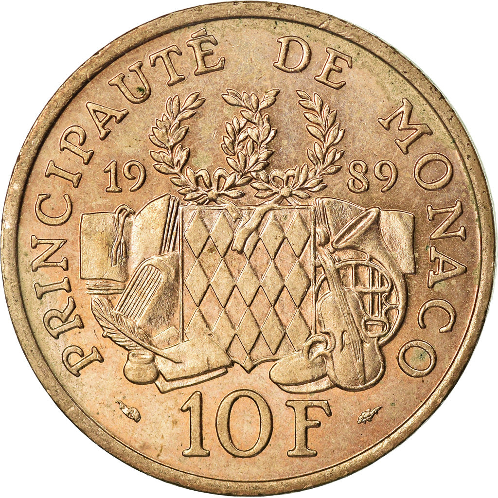 Coin, Monaco, Rainier III, 10 Francs, 1989, AU(55-58), Nickel-Aluminum-Bronze