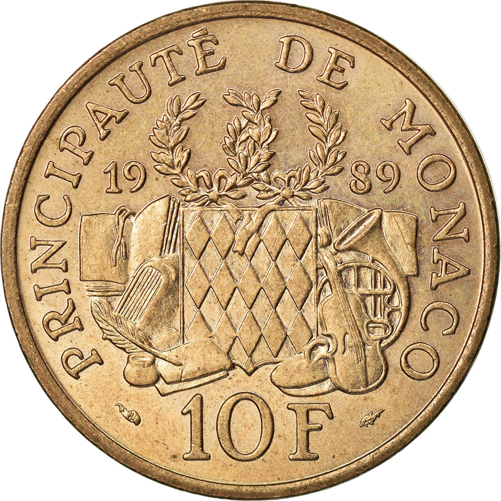 Coin, Monaco, Rainier III, 10 Francs, 1989, AU(55-58), Nickel-Aluminum-Bronze