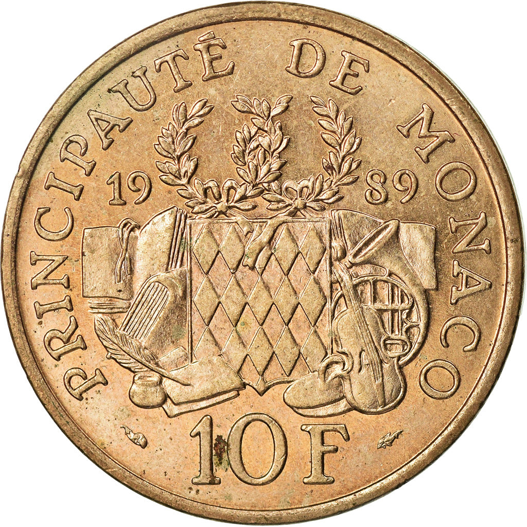 Coin, Monaco, Rainier III, 10 Francs, 1989, AU(55-58), Nickel-Aluminum-Bronze