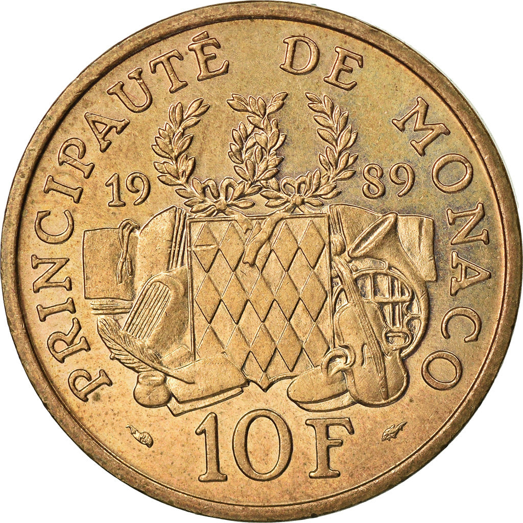 Coin, Monaco, Rainier III, 10 Francs, 1989, AU(55-58), Nickel-Aluminum-Bronze