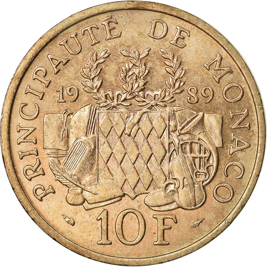 Coin, Monaco, Rainier III, 10 Francs, 1989, AU(55-58), Nickel-Aluminum-Bronze