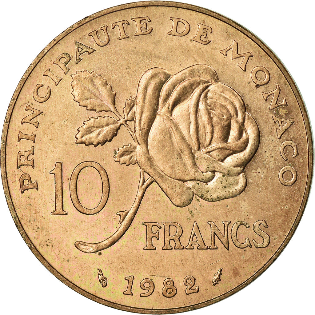 Coin, Monaco, Rainier III, 10 Francs, 1982, AU(55-58), Copper-Nickel-Aluminum