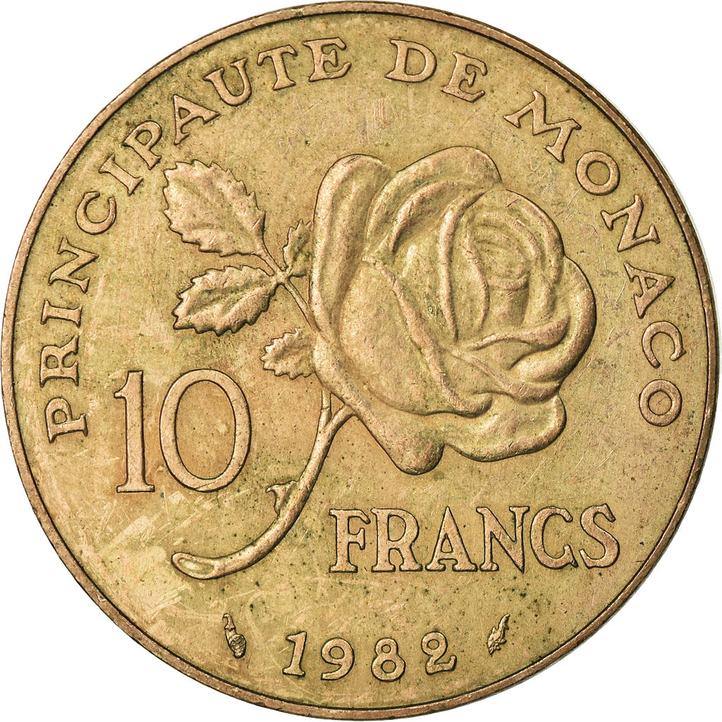 Munten, Monaco, Rainier III, 10 Francs, 1982, PR, Copper-Nickel-Aluminum