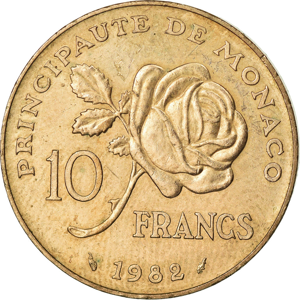 Coin, Monaco, Rainier III, 10 Francs, 1982, AU(55-58), Copper-Nickel-Aluminum