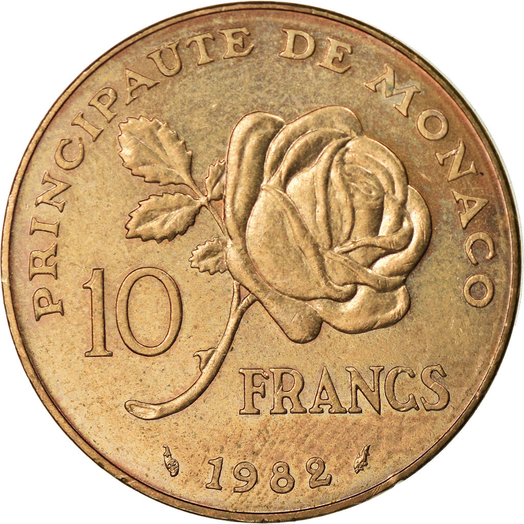 Coin, Monaco, Rainier III, 10 Francs, 1982, AU(55-58), Copper-Nickel-Aluminum