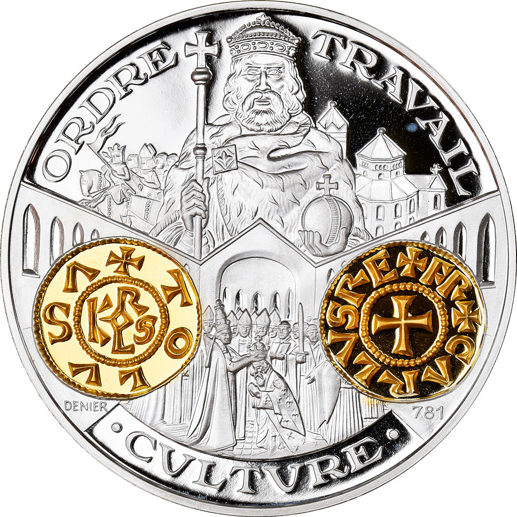 France, Medal, Histoire Monétaire, Denier Carolingien, MS(65-70), Silver