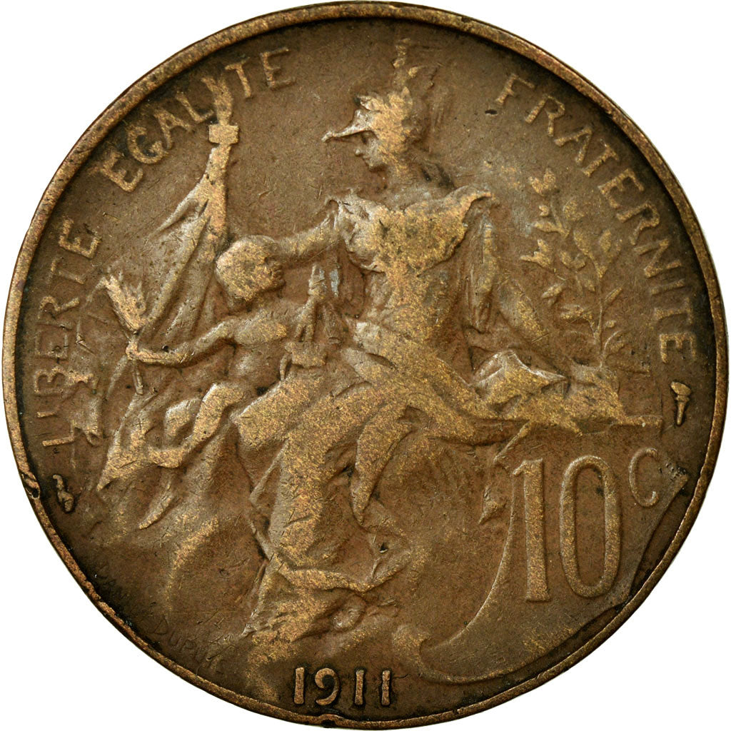 Münze, Frankreich, Dupuis, 10 Centimes, 1911, S+, Bronze, KM:843, Gadoury:277
