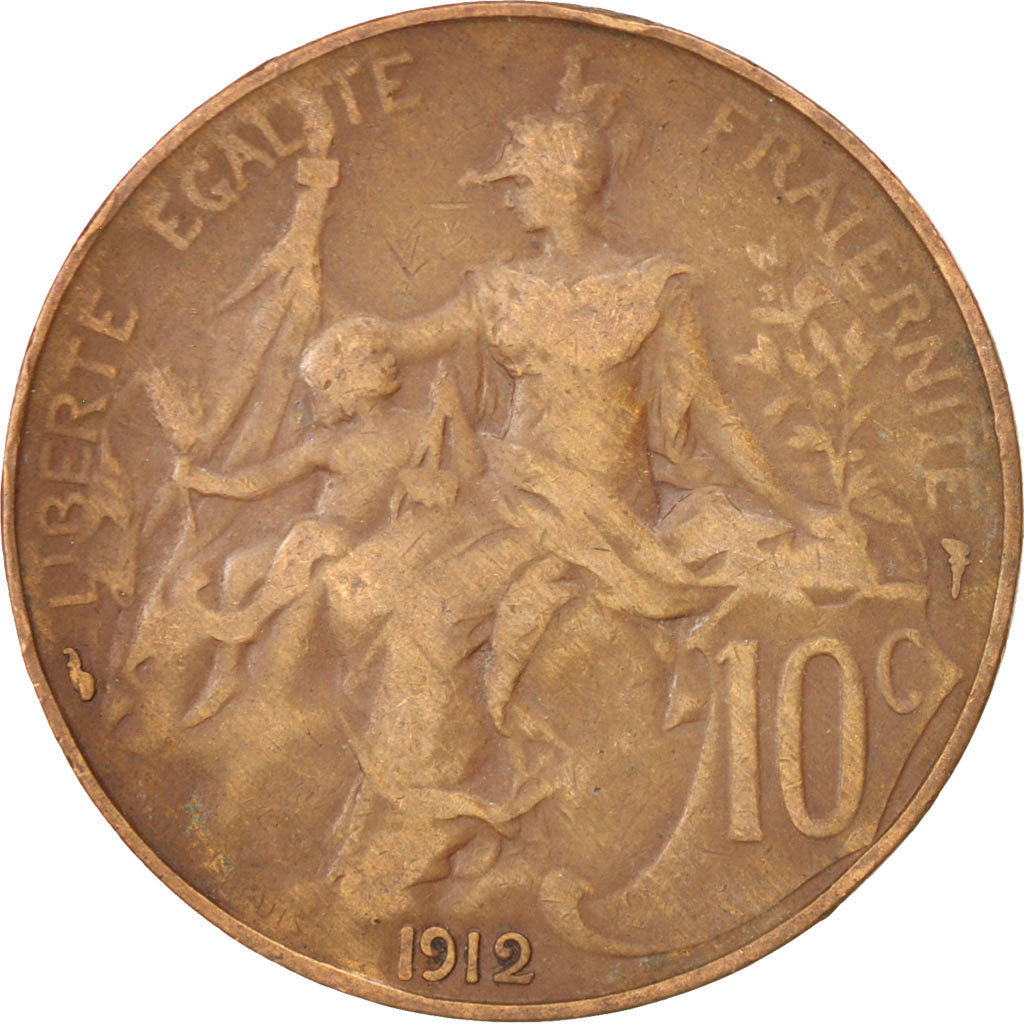 FRANCE, Dupuis, 10 Centimes, 1912, Paris, KM #843, VF(30-35), Bronze, 30,...