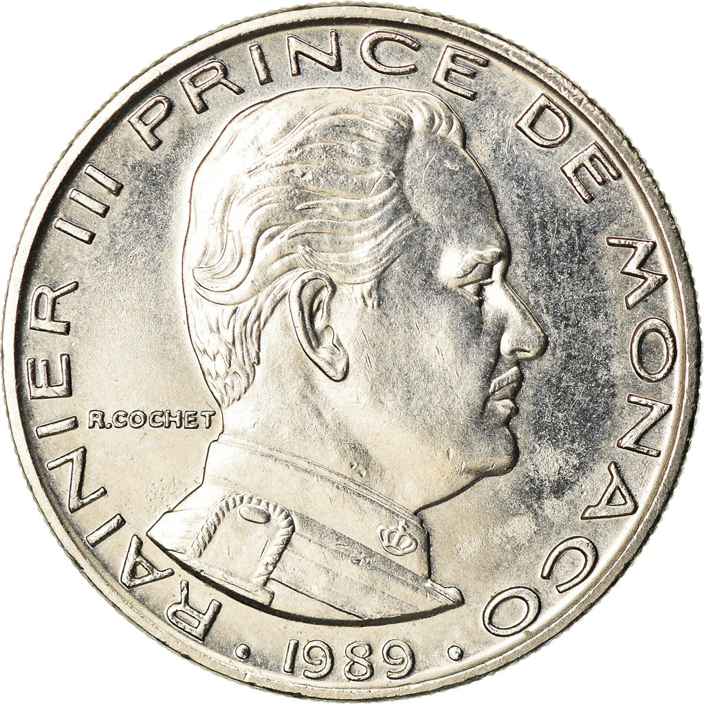 Coin, Monaco, Rainier III, Franc, 1989, AU(55-58), Nickel, KM:140, Gadoury:MC
