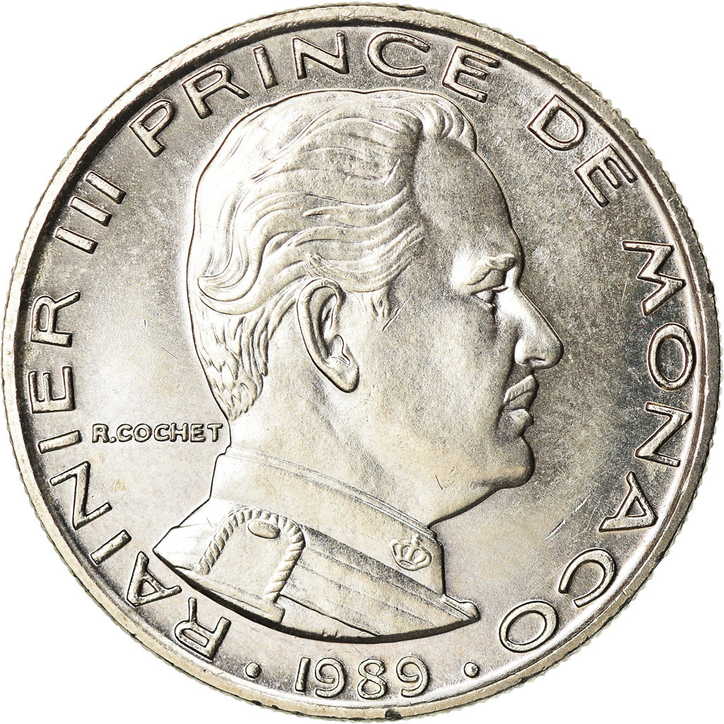 Coin, Monaco, Rainier III, Franc, 1989, AU(55-58), Nickel, KM:140, Gadoury:MC