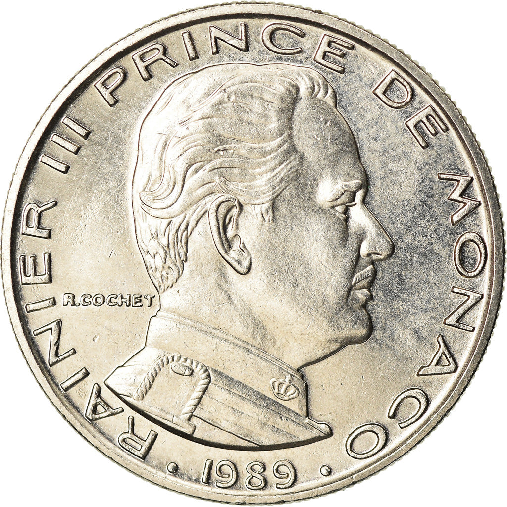 Coin, Monaco, Rainier III, Franc, 1989, AU(55-58), Nickel, KM:140, Gadoury:MC