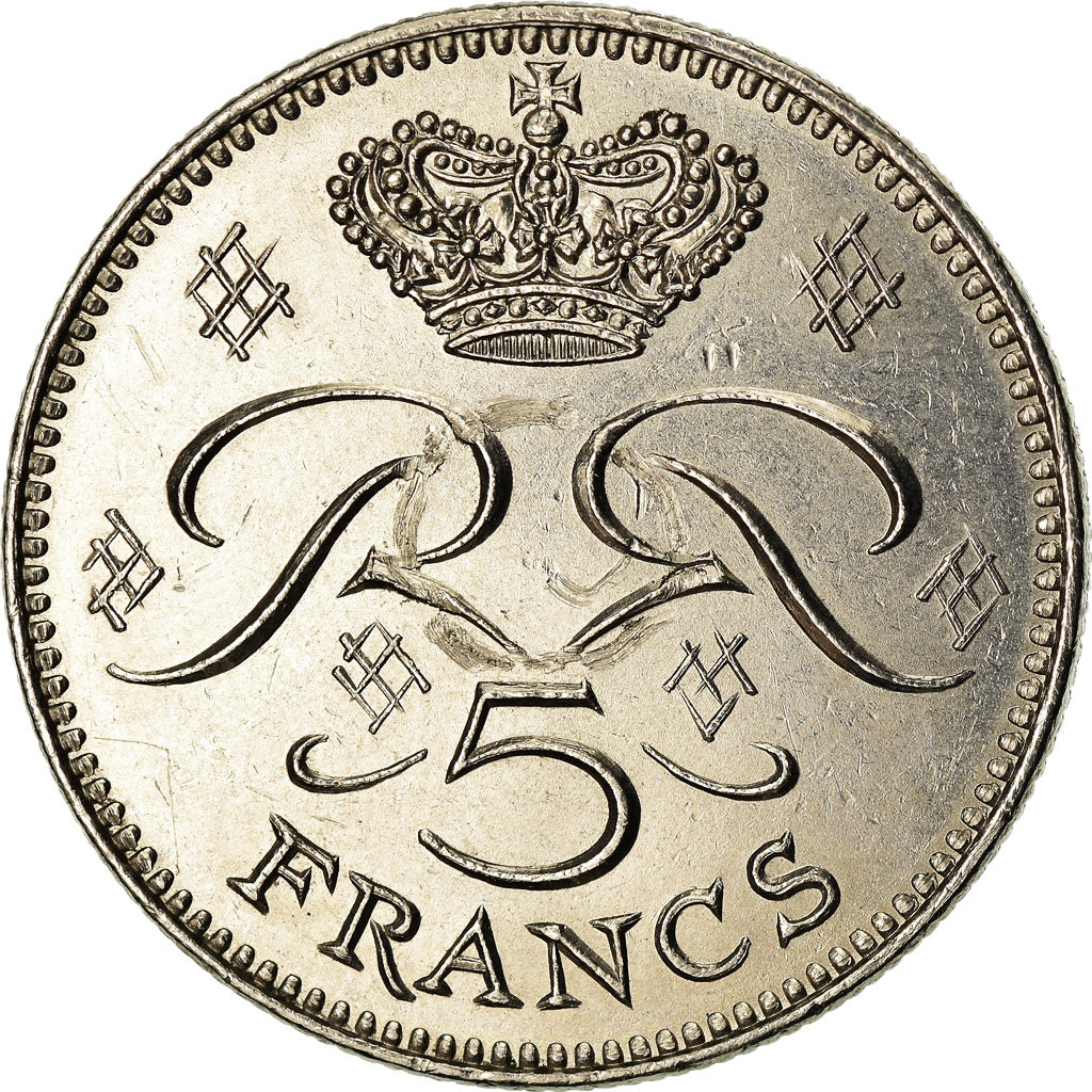 Moneta, Monaco, Rainier III, 5 Francs, 1975, SPL-, Rame-nichel, KM:150