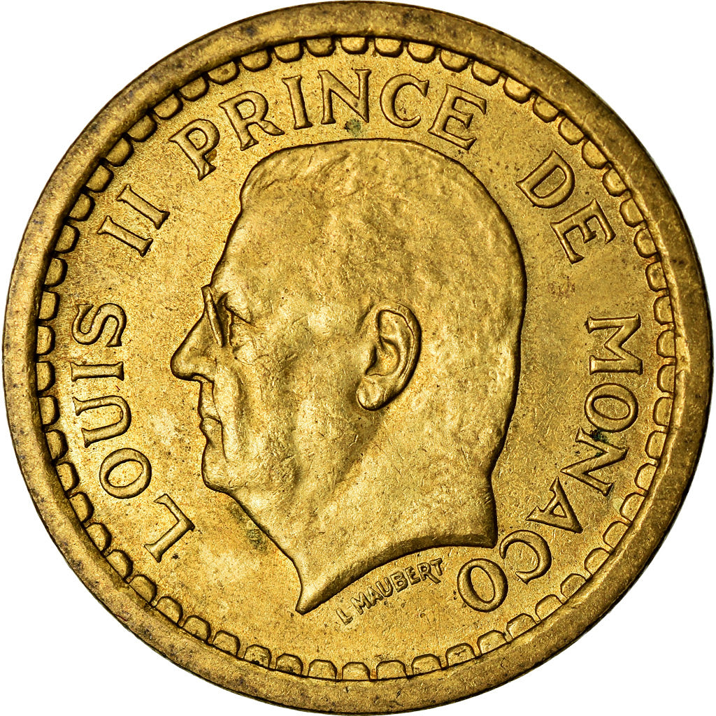 Moneta, Monaco, 2 Francs, Undated (1943), AU(55-58), Aluminium-Brąz, Gadoury:MC