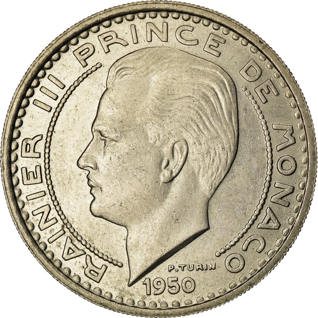 Coin, Monaco, Rainier III, 100 Francs, Cent, 1950, AU(55-58), Copper-nickel