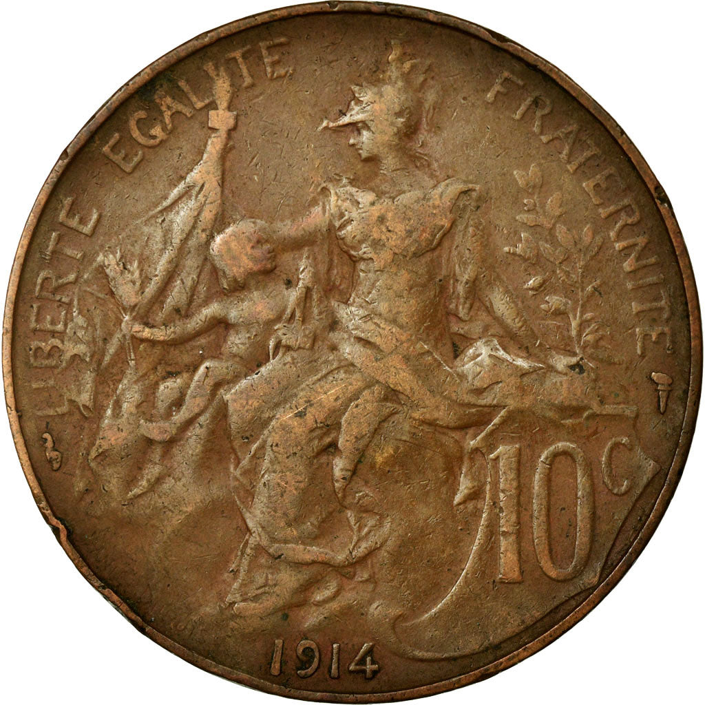 Munten, Frankrijk, Dupuis, 10 Centimes, 1914, FR+, Bronze, KM:843, Gadoury:277