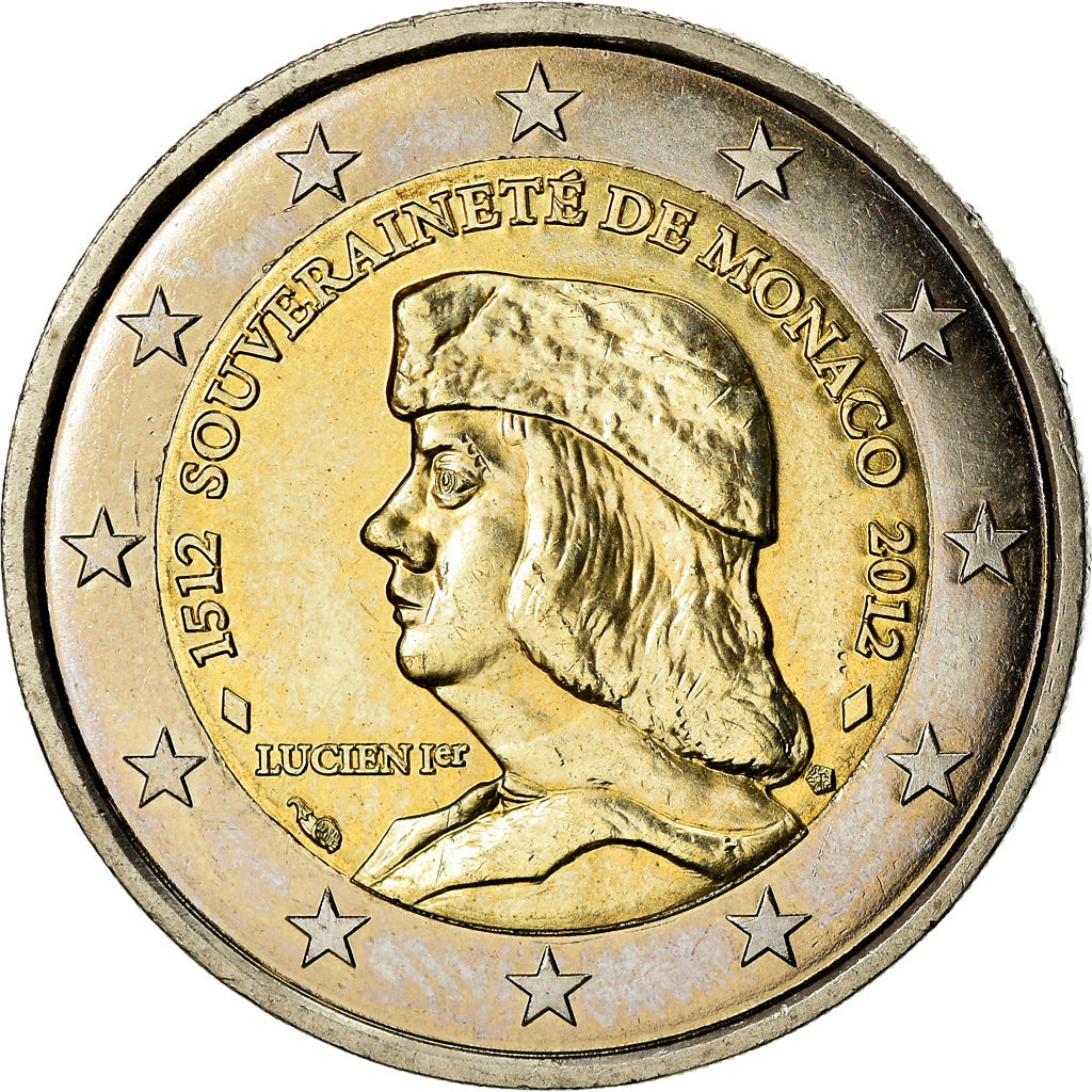 Monaco, 2 Euro, Lucien Ier de Monaco, 2012, MS(63), Bi-Metallic