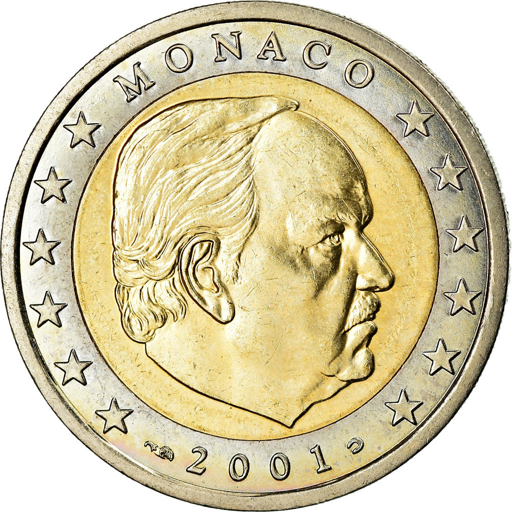 Monaco, 2 Euro, 2001, UNZ, Bi-Metallic, KM:186