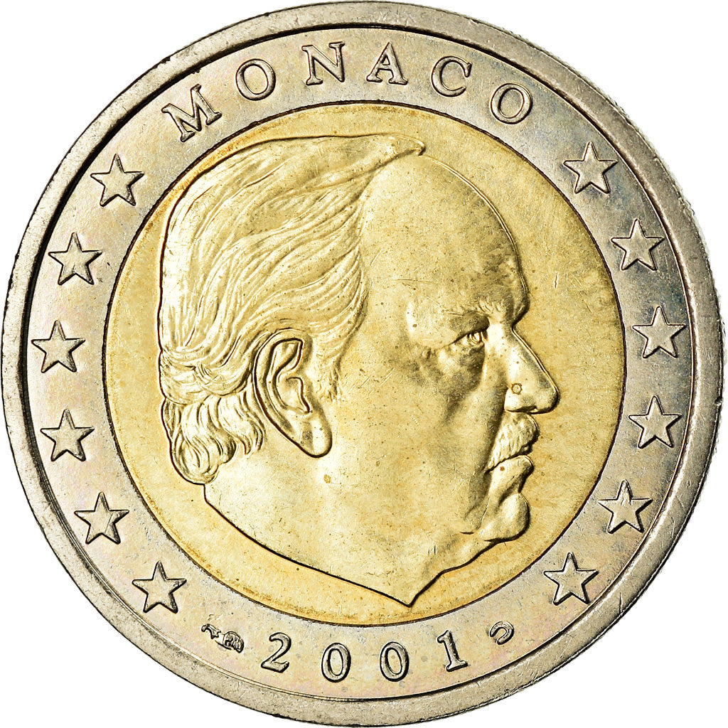 Monaco, 2 Euro, 2001, Paris, MS(63), Bimetaliczny, KM:186