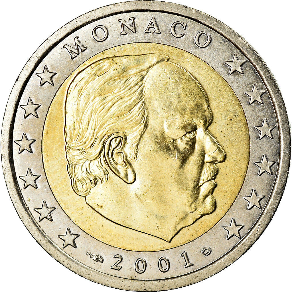 Monaco, 2 Euro, 2001, UNZ, Bi-Metallic, KM:186