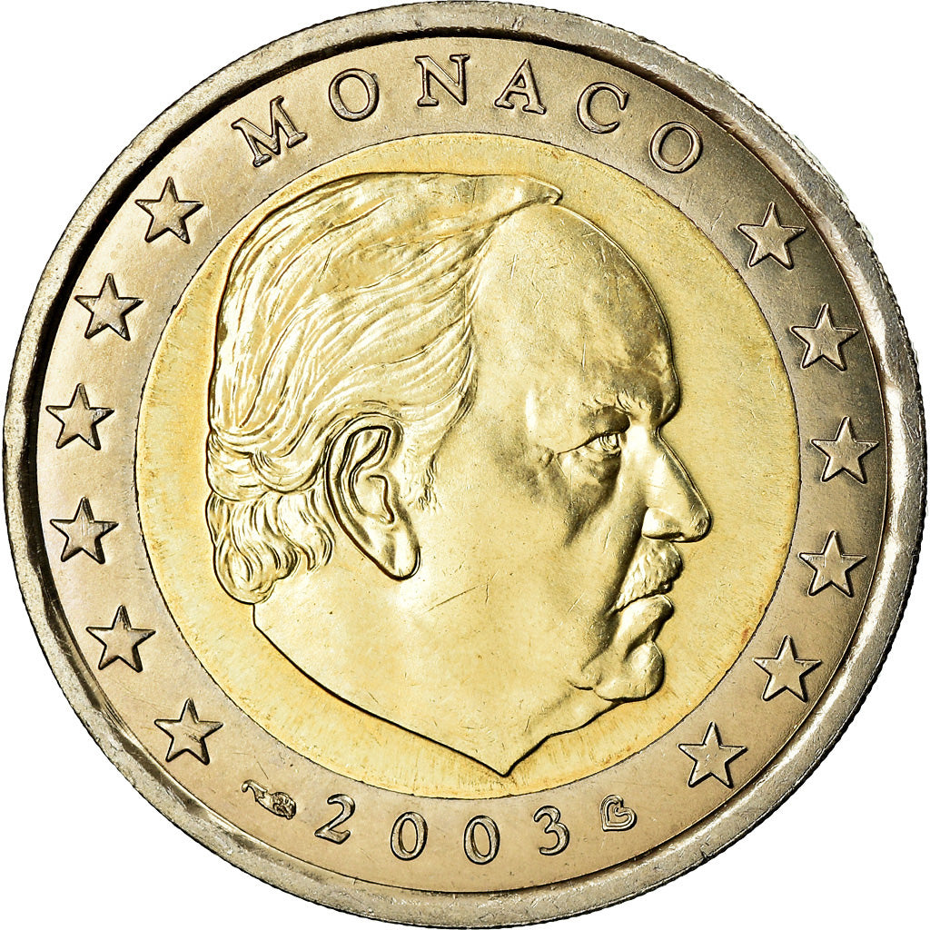Monaco, 2 Euro, 2003, MS(63), Bimetaliczny, KM:174