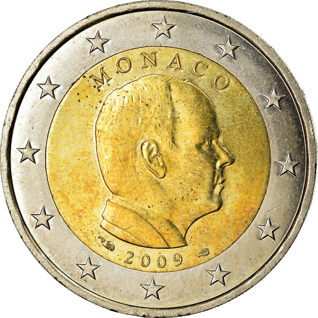 Mónaco, 2 Euro, Prince Albert II, 2009, MS(63), Bimetálico, KM:195