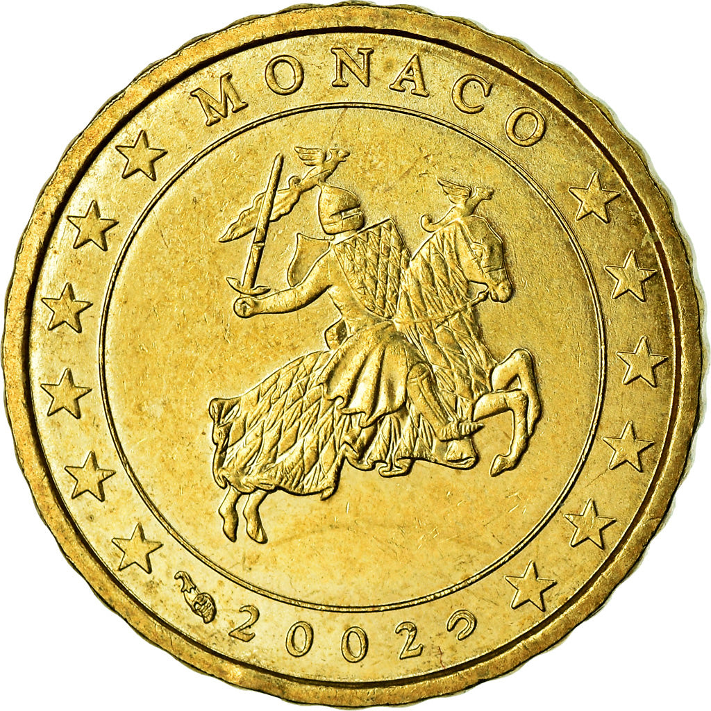 Monaco, 10 Euro Cent, 2002, AU(55-58), Brass, KM:170