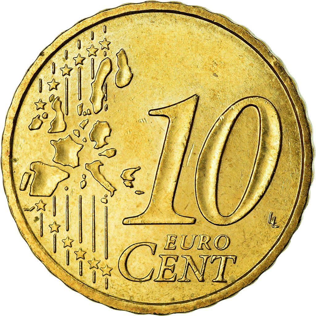 Monaco, 10 Euro Cent, 2002, AU(55-58), Brass, KM:170