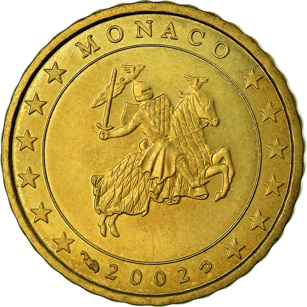 Monaco, 10 Euro Cent, 2002, AU(55-58), Brass, KM:170