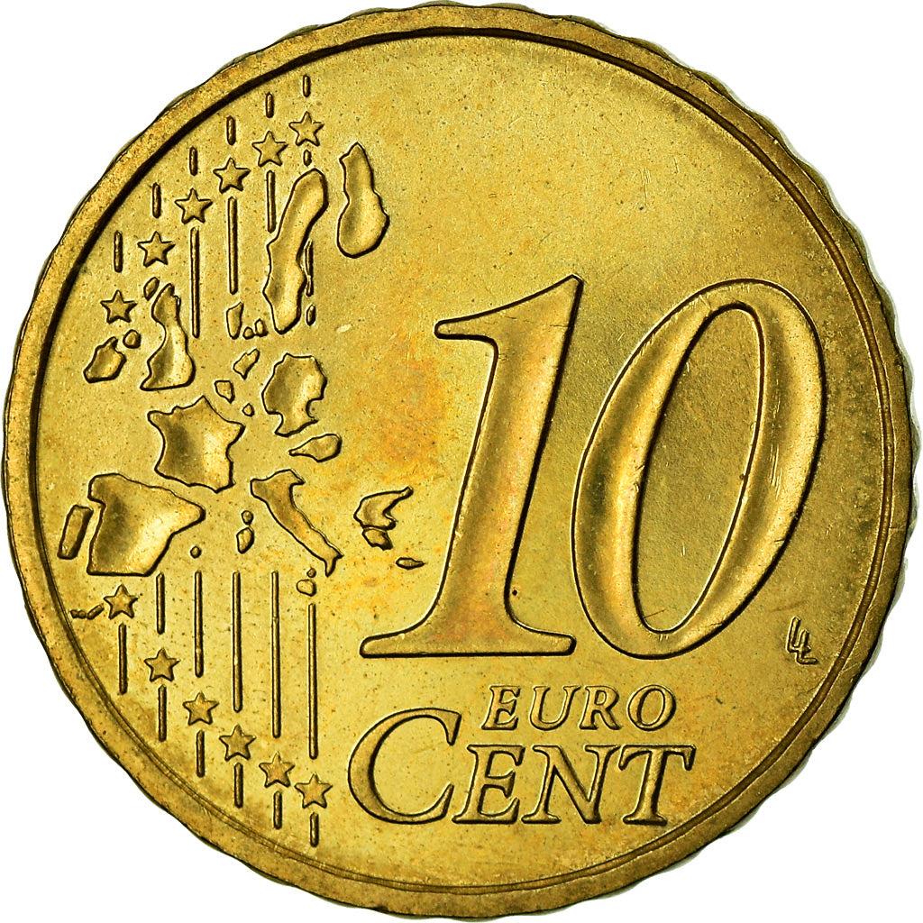 Monaco, 10 Euro Cent, 2002, AU(55-58), Brass, KM:170