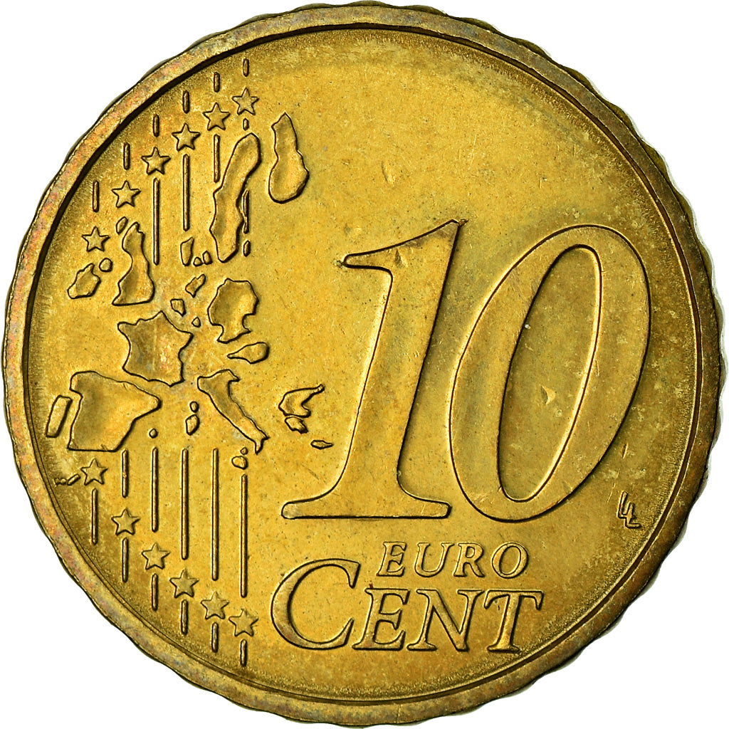Monaco, 10 Euro Cent, 2002, AU(55-58), Brass, KM:170