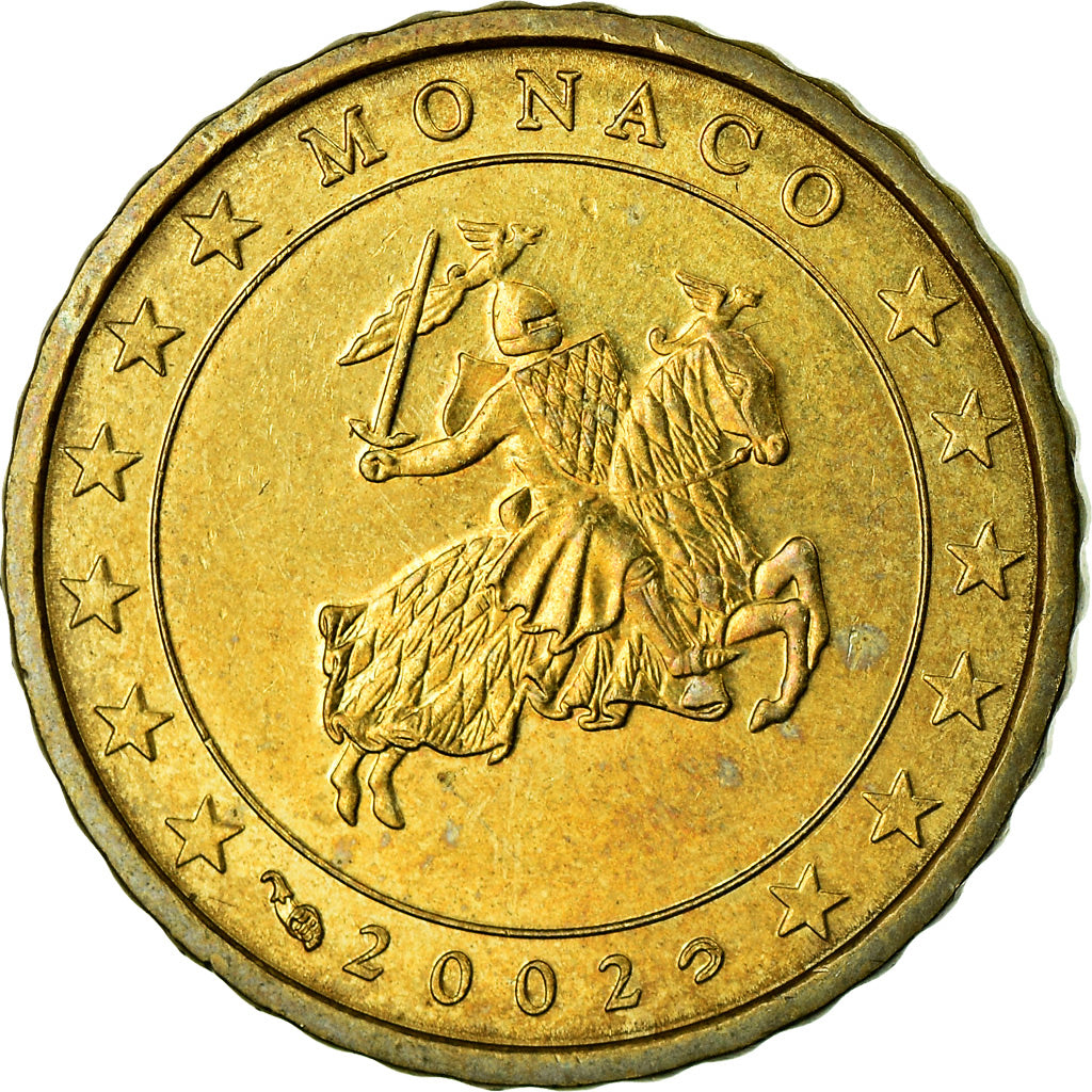 Monaco, 10 Euro Cent, 2002, AU(55-58), Brass, KM:170