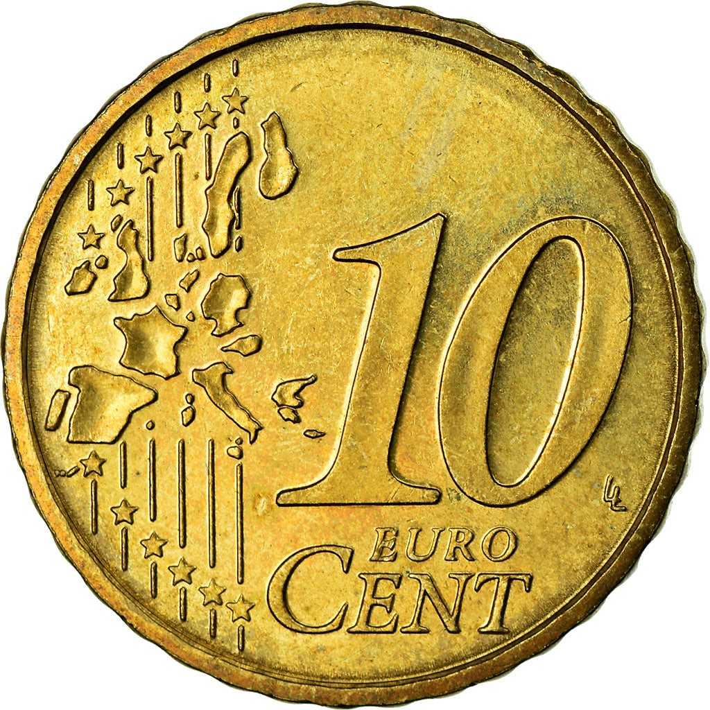 Monaco, 10 Euro Cent, 2002, AU(55-58), Brass, KM:170