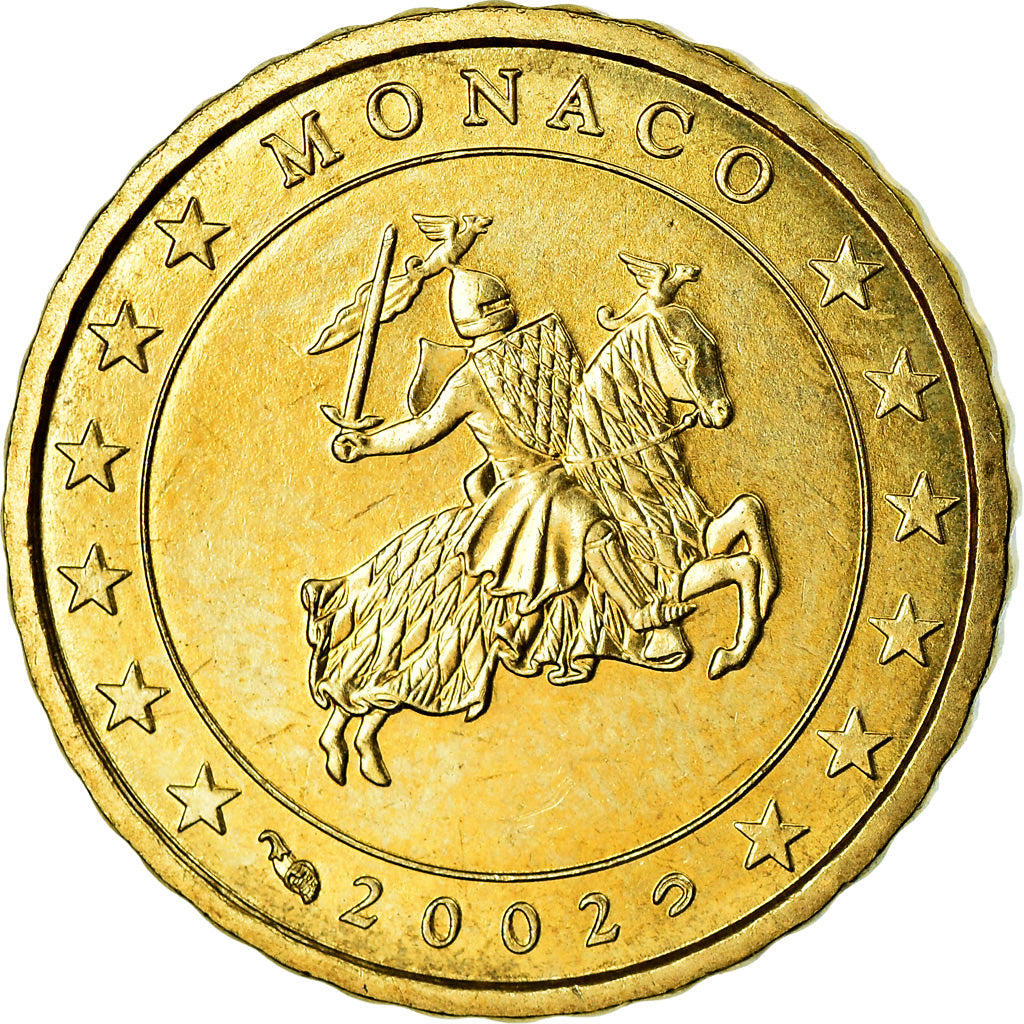Monaco, 10 Euro Cent, 2002, AU(55-58), Brass, KM:170