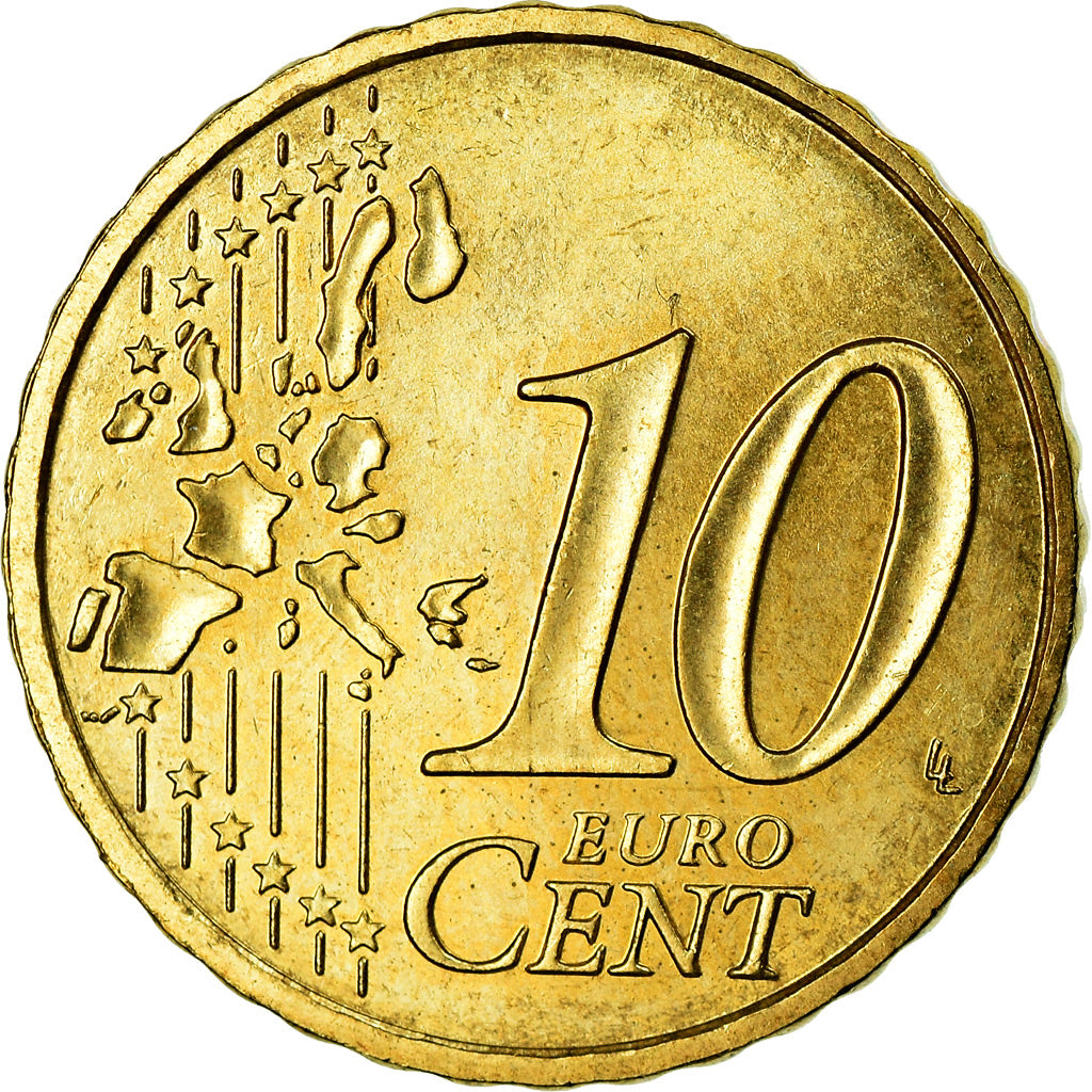 Monaco, 10 Euro Cent, 2002, AU(55-58), Brass, KM:170