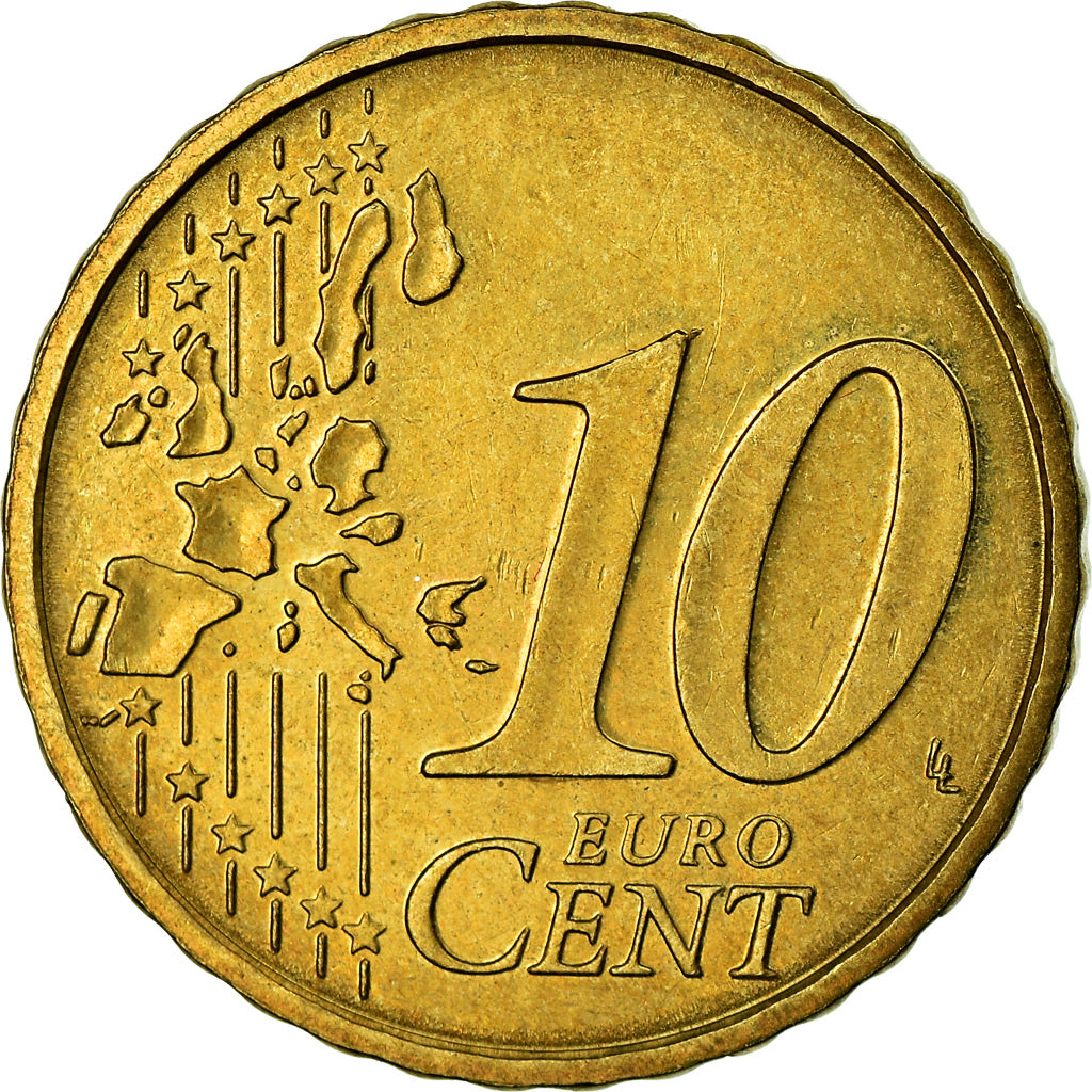 Monaco, 10 Euro Cent, 2002, AU(55-58), Brass, KM:170
