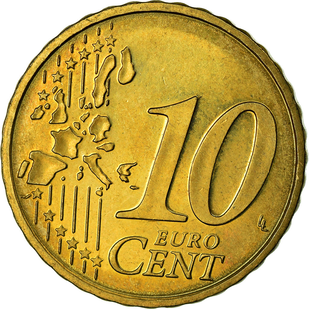Monaco, 10 Euro Cent, 2002, AU(55-58), Brass, KM:170