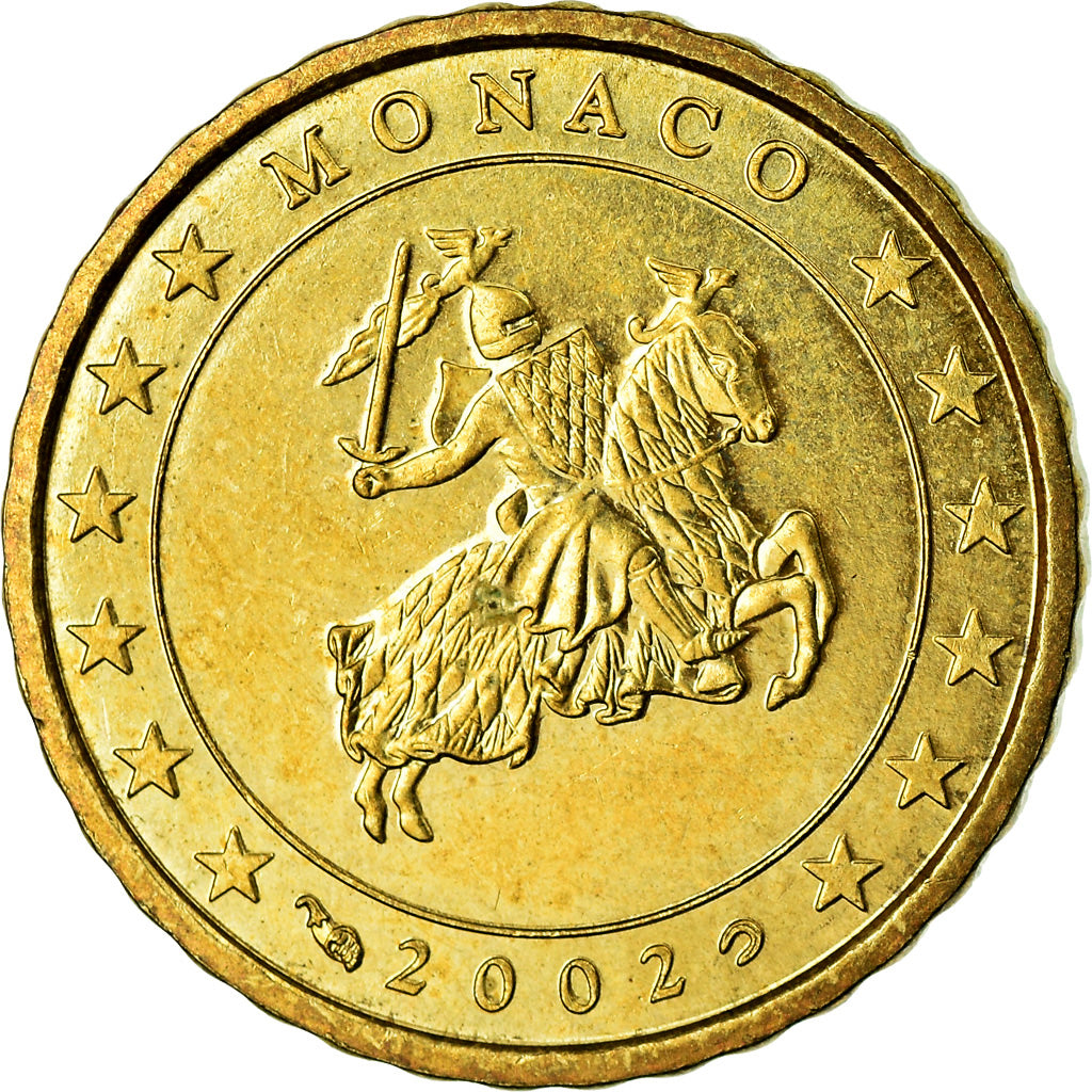 Monaco, 10 Euro Cent, 2002, AU(55-58), Brass, KM:170