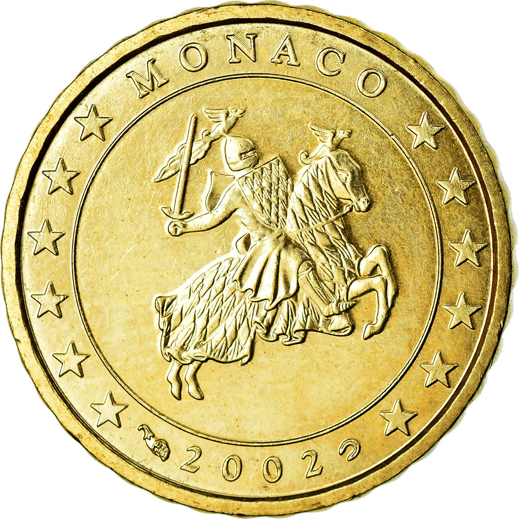 Monaco, 10 Euro Cent, 2002, SPL-, Ottone, KM:170
