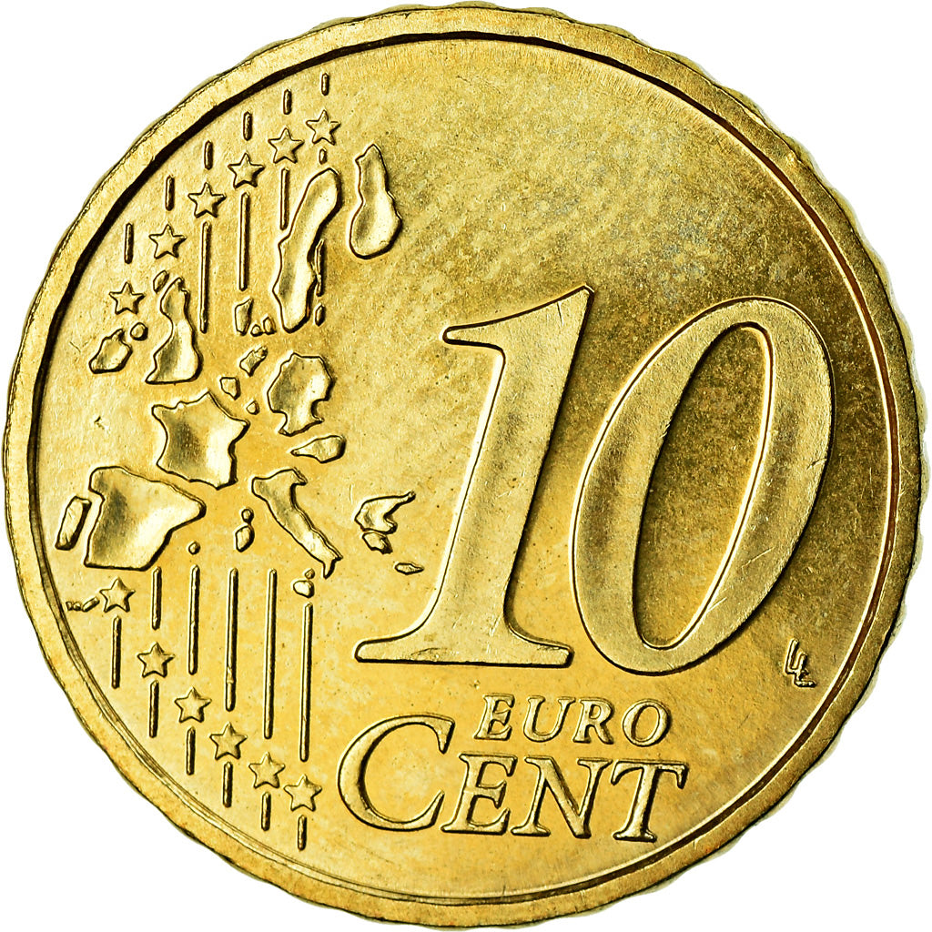 Monaco, 10 Euro Cent, 2002, SPL-, Ottone, KM:170