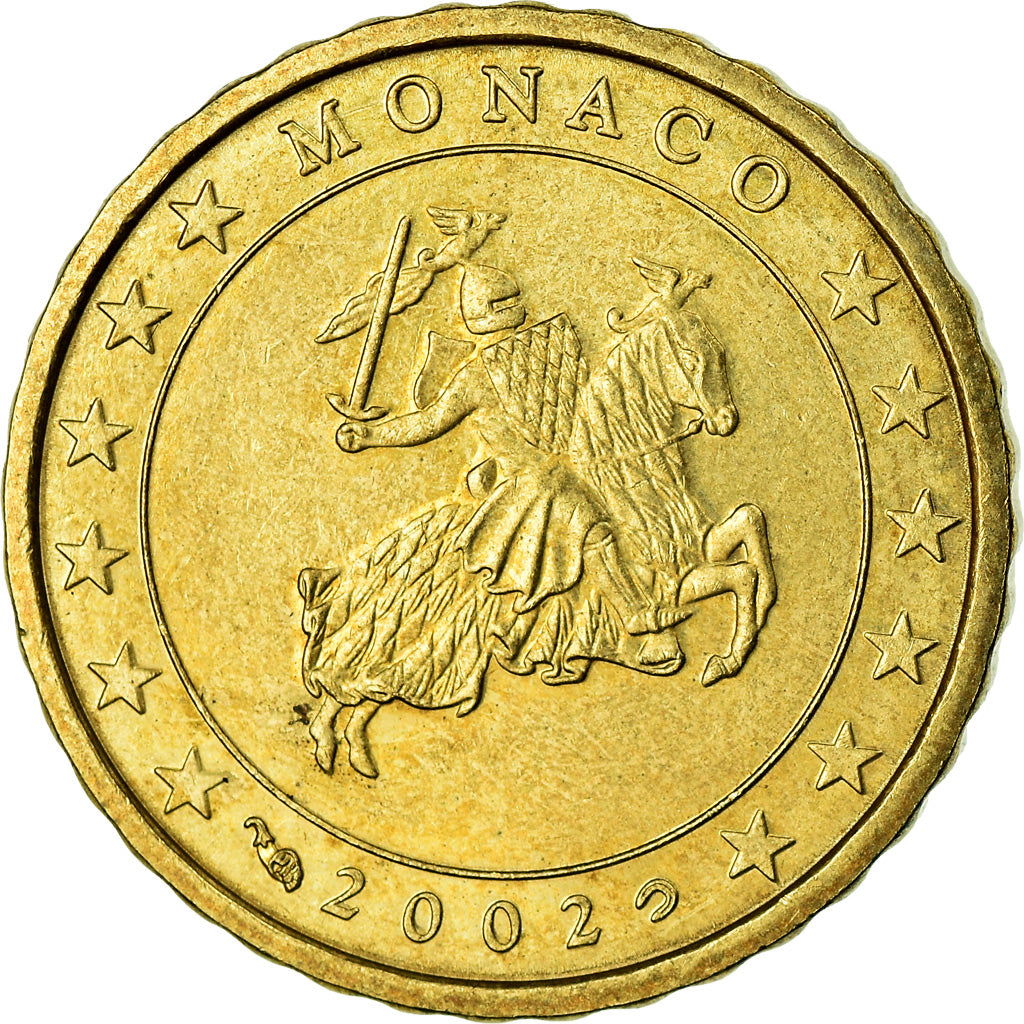 Monaco, 10 Euro Cent, 2002, AU(55-58), Brass, KM:170