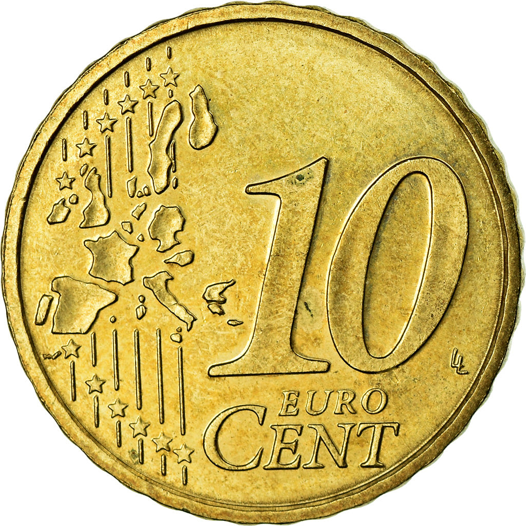 Monaco, 10 Euro Cent, 2002, AU(55-58), Brass, KM:170