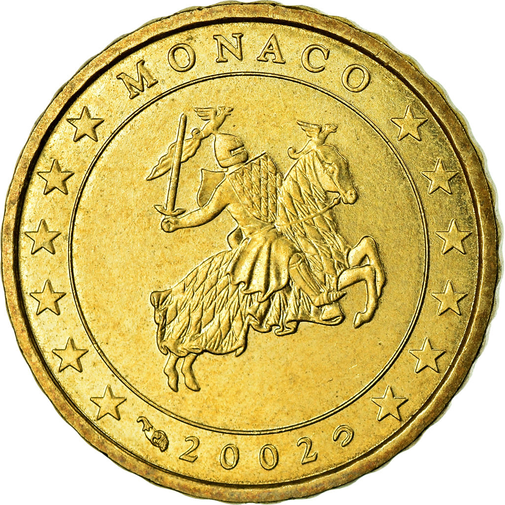 Monaco, 10 Euro Cent, 2002, AU(55-58), Brass, KM:170